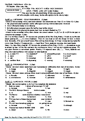 Đề kiểm tra học kỳ II môn Tiếng Anh Lớp 6 (Hệ 10 năm) - Năm học 2018-2019 - Trường THCS Phan Văn Ba
